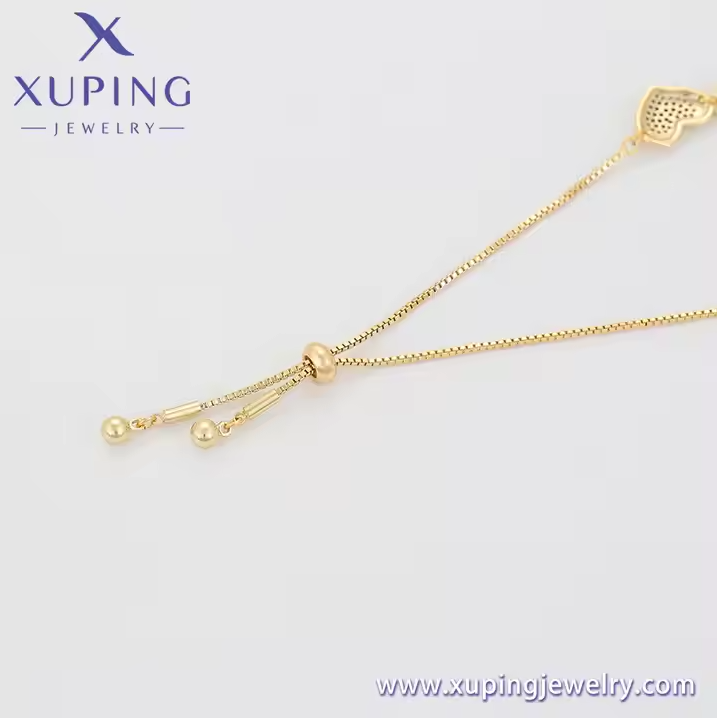 Fashion Luxury 14k Gold Diamond Heart Style Jewelry Bracelet Valentine's Day Gift Women Bracelet