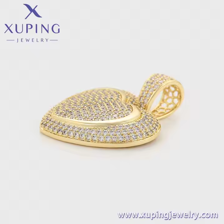 Jewelry Fashion Heart Zircon Pendant Trendy 14K Gold Plated Copper Pendant Gold Jewelry Wholesale Pendant