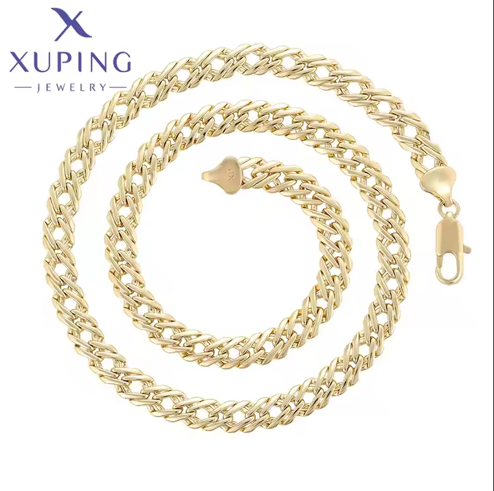 Gold Fashion Jewelry Wholesale Chain Necklace Simple Jewelry Copper 14K Gold Color Plated Cool Custom Necklace