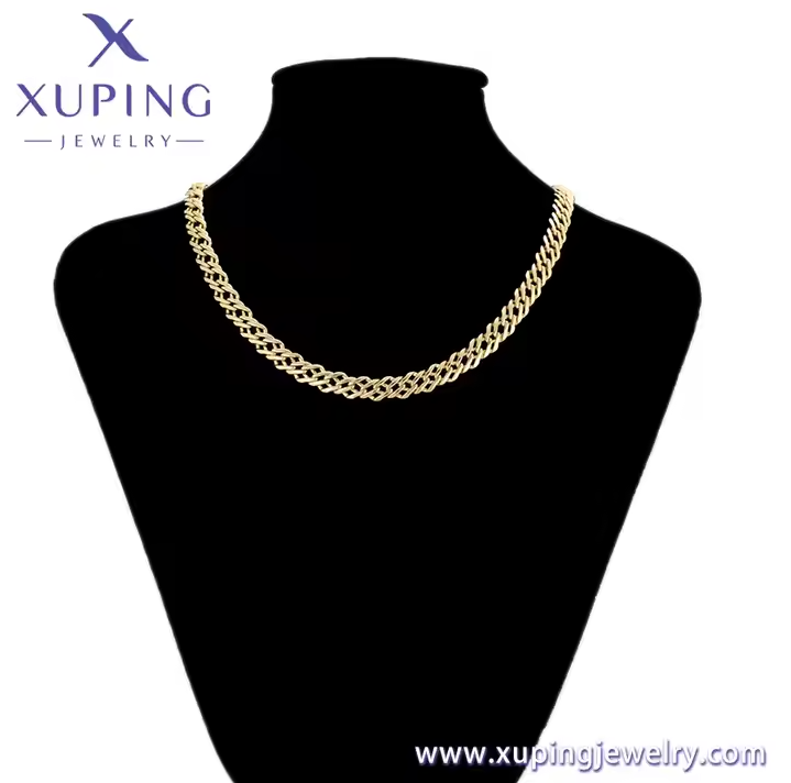 Gold Fashion Jewelry Wholesale Chain Necklace Simple Jewelry Copper 14K Gold Color Plated Cool Custom Necklace